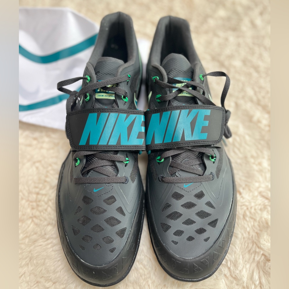 Nike Gray and Blue Zoom Rotational Shoes with Double Strap Design